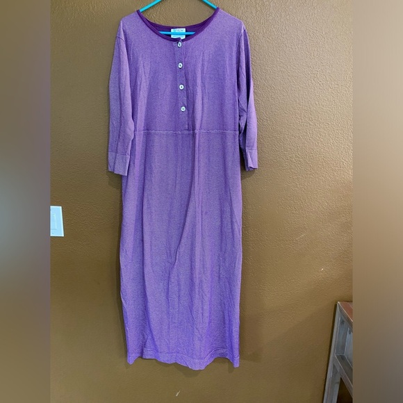 Fresh Produce Vintage Maxi Dress Purple Stripe Size Large Made in USA - Picture 1 of 9